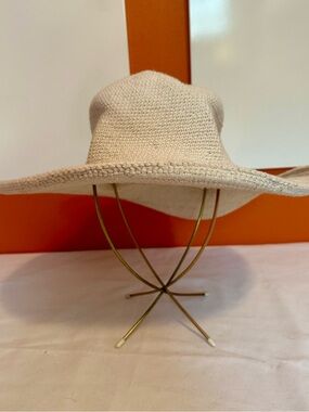 SILVER WAVE Cream Knit Crochet Wide Brim Sun Hat - 100% Cotton | One Size